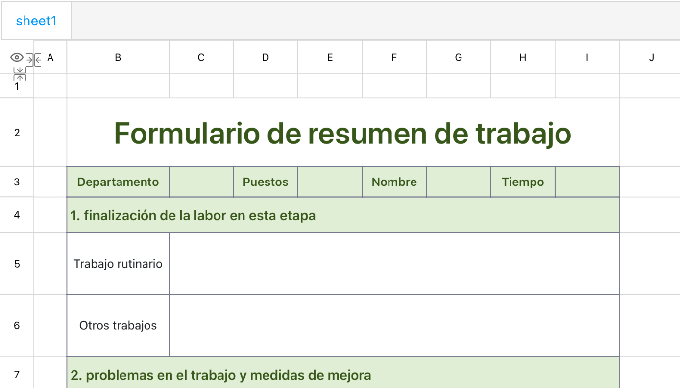 Formulario de resumen de trabajo